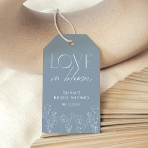 Dusty Blue Love in Bloom Bridal Shower Gift Tags