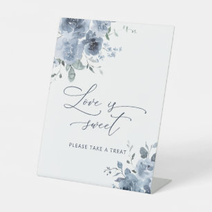 Dusty Blue Love Is Sweet Take A Treat Favour Pedestal Sign