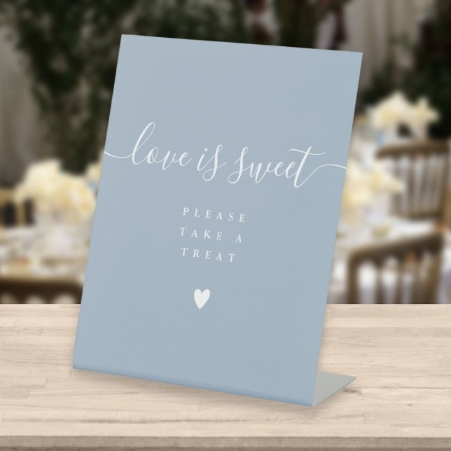 Dusty Blue Love Is Sweet Take A Treat Favour  Pedestal Sign (Creator Uploaded)