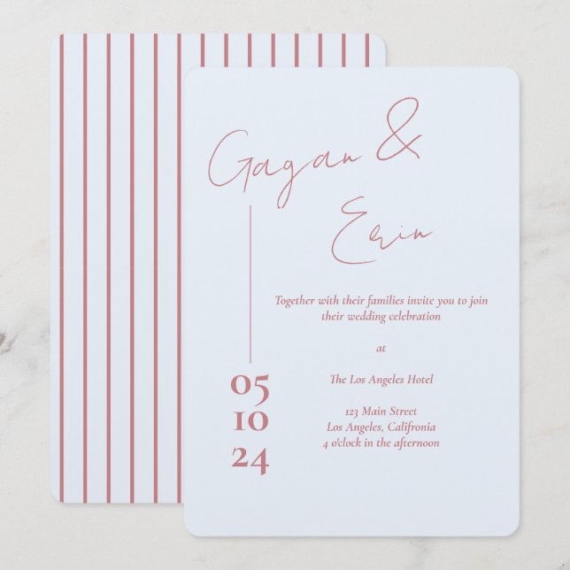 Dusty Blue Love Letter Wedding Invitations  (Front/Back)
