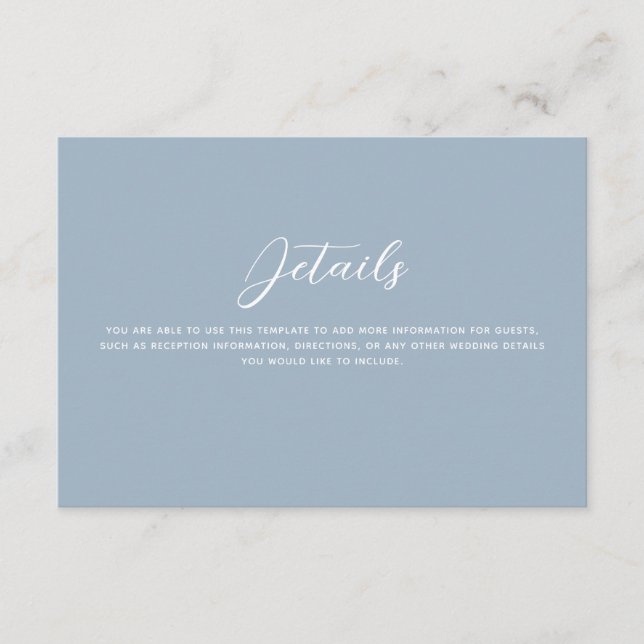 Dusty Blue Lovebirds Wedding Details Enclosure Card (Front)