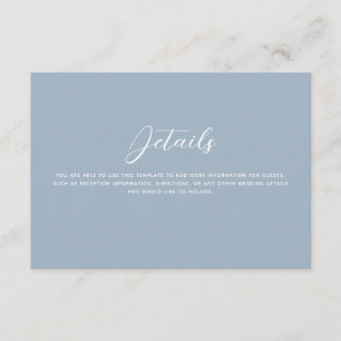 Dusty Blue Lovebirds Wedding Details Enclosure Card
