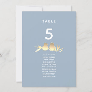 Dusty Blue Lovebirds Wedding Seating Card