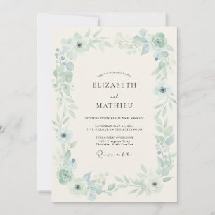 Dusty Blue Luminous Spring Wedding Invitation
