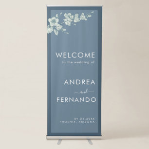 Dusty Blue Magnolia Branch Bloom Rustic Spring Retractable Banner