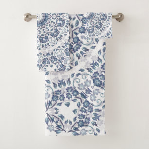 Dusty Blue Mandala Bath Towel Set