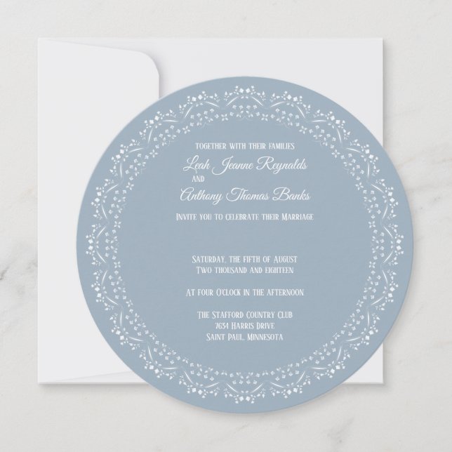 Dusty Blue Mandala Circle Invitation (Front)