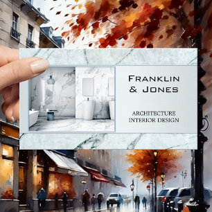 Dusty Blue Marble Architect Interior Design Photo Business Card