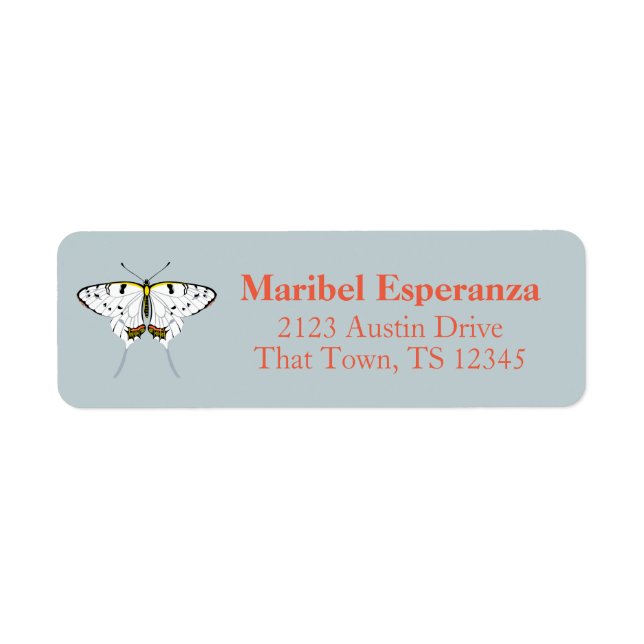Dusty Blue Mariposa Butterfly Address Label (Front)