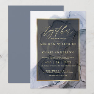 Dusty Blue Mauve Elegant Alcohol Ink Invitation
