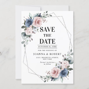 Dusty Blue Mauve Eucalyptus Geometric Wedding Save Save The Date