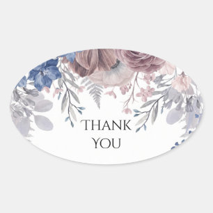 Dusty Blue Mauve Floral Wedding Sticker