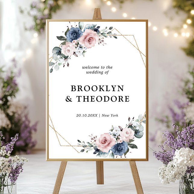 Dusty Blue Mauve Geometric Wedding Welcome Poster (Dusty Blue Mauve Geometric Wedding Welcome Poster)