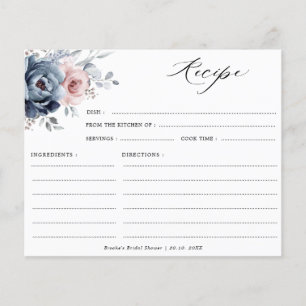 Dusty Blue Mauve Rose Pink  Bridal Shower Recipe  