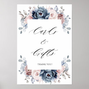 Dusty Blue Mauve Rose Pink Slate Cards & Gifts Poster