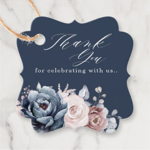 Dusty Blue Mauve Rose Pink Slate Floral Wedding  F Favour Tags