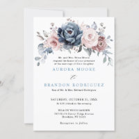 Dusty Blue Mauve Rose Pink Slate Floral Wedding In