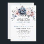 Dusty Blue Mauve Rose Pink Slate Floral Wedding  Invitation<br><div class="desc">Elegant and modern floral midsummer wedding invitation features a bouquet of watercolor roses peonies in shades of slate, dusty blue, dusty rose, dusty pink , mauve, sage with lush green botanical leaves and eucalyptus. Please find more matching designs and variations from my "blissweddingpaperie" store. And feel free to contact me...</div>