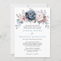 Dusty Blue Mauve Rose Pink Slate Floral Wedding 
