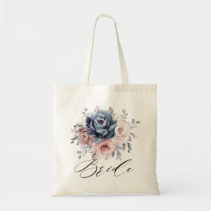Dusty Blue Mauve Rose Pink Slate Wedding Bride     Tote Bag