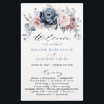 Dusty Blue Mauve Rose Pink Slate Wedding Program<br><div class="desc">Elegant and modern floral midsummer wedding program card features a bouquet of watercolor roses peonies in shades of slate, dusty blue, dusty rose, dusty pink , mauve, sage with lush green botanical leaves and eucalyptus. Please find more matching designs and variations from my "blissweddingpaperie" store. And feel free to contact...</div>