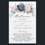 Dusty Blue Mauve Rose Pink Slate Wedding Program<br><div class="desc">Elegant and modern floral midsummer wedding program card features a bouquet of watercolor roses peonies in shades of slate, dusty blue, dusty rose, dusty pink , mauve, sage with lush green botanical leaves and eucalyptus. Please find more matching designs and variations from my "blissweddingpaperie" store. And feel free to contact...</div>