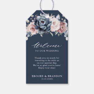 Dusty Blue Mauve Rose Pink Slate   Wedding Welcome Gift Tags