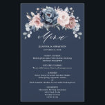 Dusty Blue Mauve Rose Slate Floral Wedding Menu<br><div class="desc">Elegant and modern floral midsummer wedding menu features a bouquet of watercolor roses peonies in shades of slate, dusty blue, dusty rose, dusty pink , mauve, sage with lush green botanical leaves and eucalyptus. Please find more matching designs and variations from my "blissweddingpaperie" store. And feel free to contact me...</div>