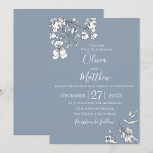 Dusty Blue Meadow Wedding Invitation