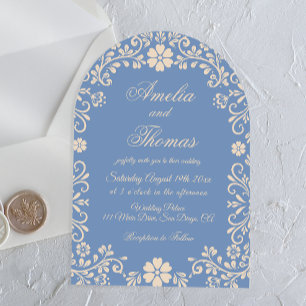 Dusty Blue Mexican Elegant Wedding Invitation