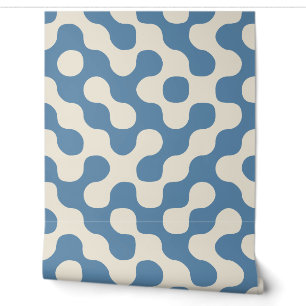 Dusty Blue Mid Century Abstract Geometric Wallpaper