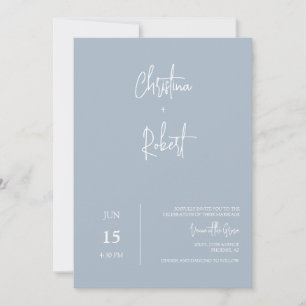 Dusty Blue Minimal Boho Wedding Photo QR Code RSVP Invitation