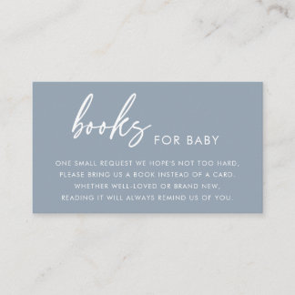 Dusty Blue Minimal Books for Baby Shower Enclosure Card