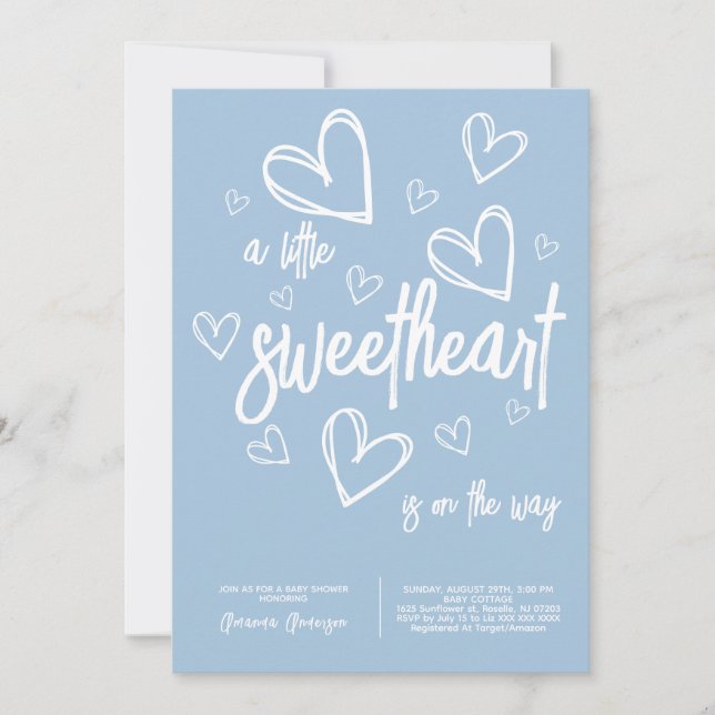 Dusty Blue Minimal Boy Baby Shower Invitation (Front)