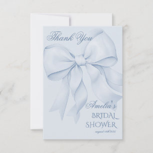 Dusty Blue Minimal Bridal Shower  Thank You Card
