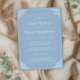 Dusty Blue Minimal Elegant Old Money Wedding Invitation