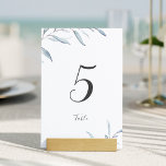 Dusty blue minimal greenery botanical table card<br><div class="desc">Modern chic minimal watercolor botanical foliage greenery design in dusty blue colour,  simple and elegant,  great for modern wedding,  rustic wedding,  and botanical garden wedding. 
See all the matching pieces in collection.</div>