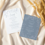 Dusty Blue Minimal Leaf Wedding Details All in One Invitation<br><div class="desc">This dusty blue minimal leaf wedding details all in one invitation design perfectly embodies a modern romantic aesthetic. Featuring a classic blend of dusty blue background with minimal white leaf patterns gracefully complemented by a simple calligraphy script paired with an understated serif font. The result is a perfectly polished feel...</div>