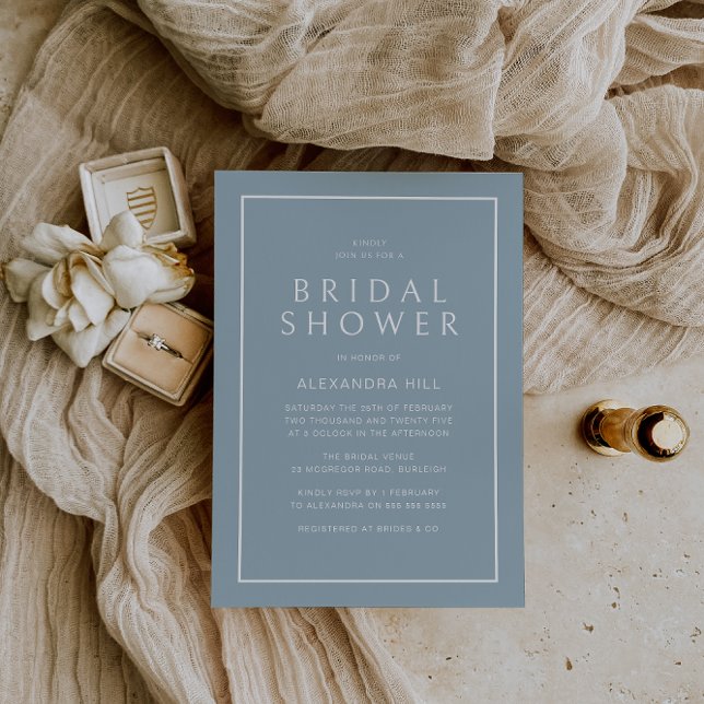 Dusty Blue Minimal Modern Bridal Shower Invitation (Creator Uploaded)