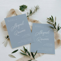 Dusty Blue Minimal Modern Calligraphy Wedding