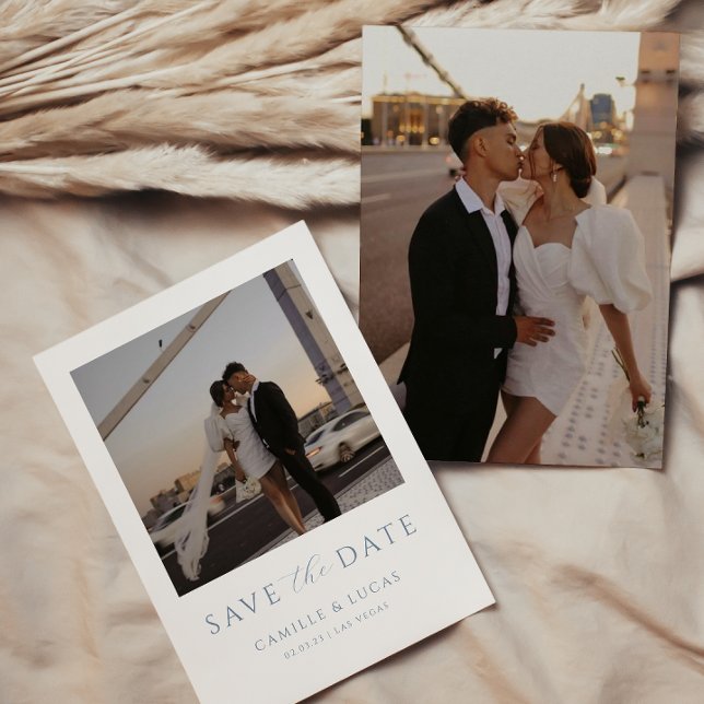 Dusty Blue Minimal Save the Date  Invitation (Creator Uploaded)