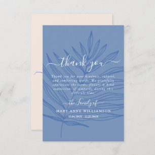 Dusty Blue Minimal Script Funeral Thank You Card