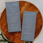 Dusty Blue Minimal Wedding Ceremony Program Programme<br><div class="desc">Minimal wedding program featuring modern script font on a dusty blue background. All the wedding ceremony information and the wedding party's name listed on this program.</div>