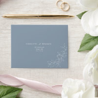 Dusty Blue Minimal Wedding Self-Addressed RSVP