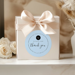 Dusty Blue Minimalist Aesthetic Thank You Circle Classic Round Sticker