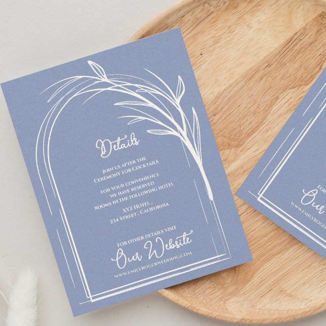 Dusty Blue Minimalist Arch Botanical Wedding Enclosure Card (Dusty Blue Minimalist Arch Botanical Wedding Details Enclosure Card | Modern Wedding Information)