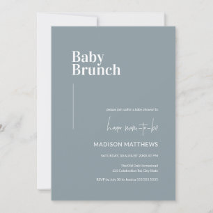 Dusty Blue Minimalist Baby Brunch Baby Shower   Invitation