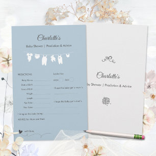 Dusty Blue Minimalist Baby Shower Predictions Game