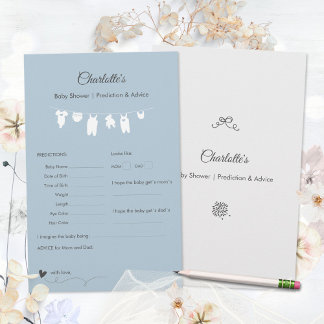 Dusty Blue Minimalist Baby Shower Predictions Game