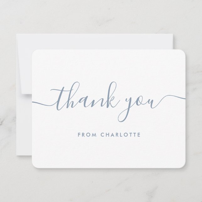 Dusty Blue Minimalist Birthday Wedding Shower Thank You Card (Front)